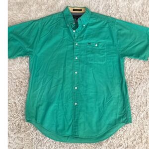 Alexander Julian Colours Mens Green Button Down Short Sleeve Casual Shirt Size L